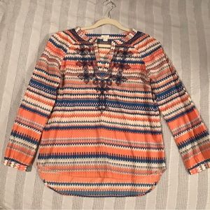 J.Crew Boho Embroidered Tunic Top Blouse Size XS (oversized measures medium)